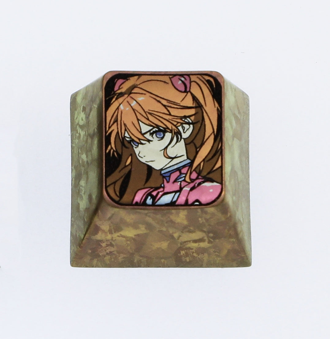 EVA, Asuka angry expression, 1U titanium alloy carved keycaps, personalized keycaps, keyboard decorative keycaps