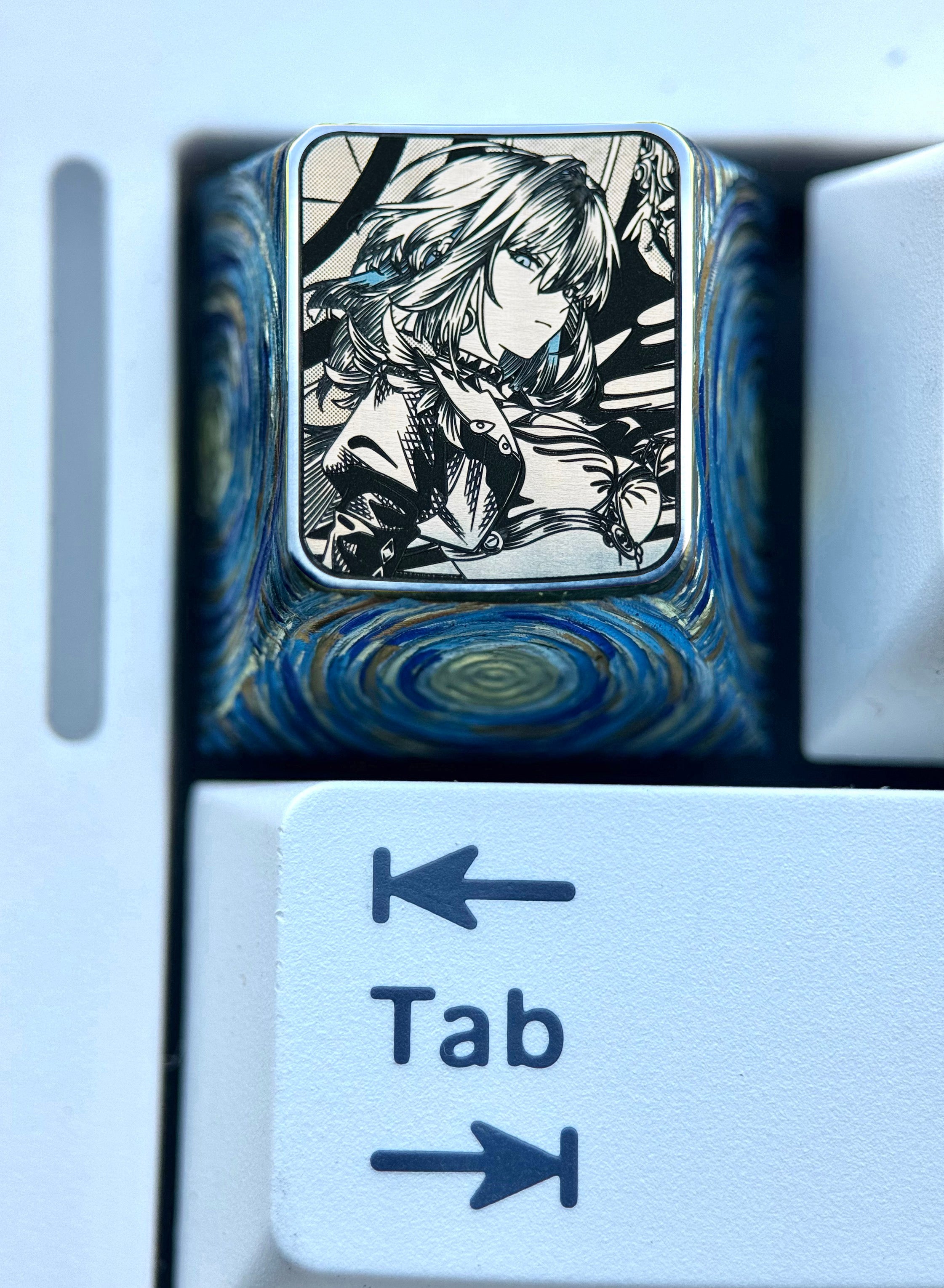 Wuthering Waves, GALBRENR, 1U precision carved titanium alloy personalized keycaps, anime and game creative metal carving custom decorative keycaps