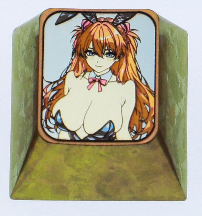 EVA, Sexy Asuka, 1U titanium alloy personalized decorative keycap, anime and game creative metal art keycap
