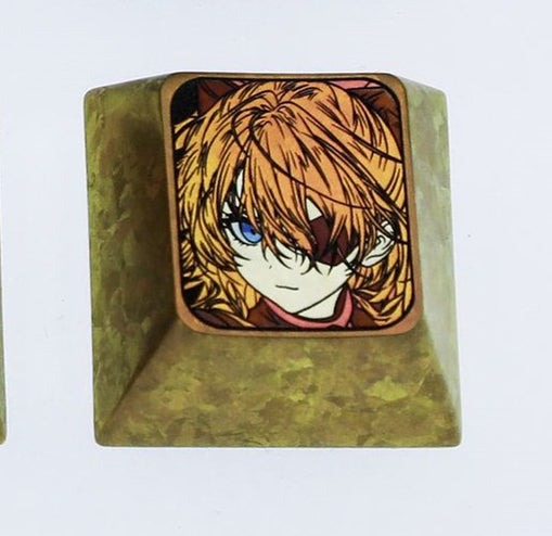 EVA,  Asuka eye mask, 1U titanium alloy personalized keycap, Directional key set,metal carved anime character decoration keycap