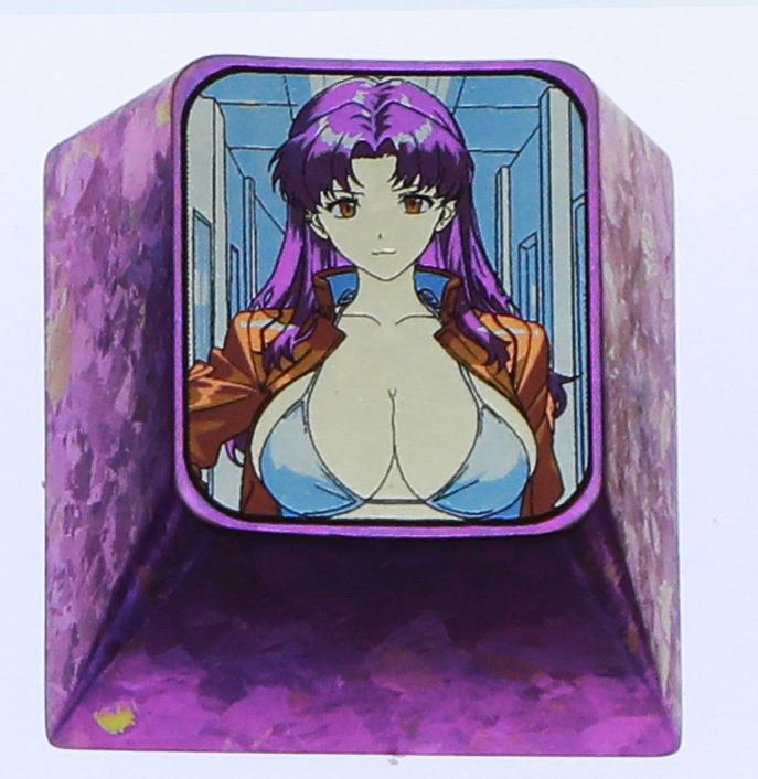 Anime game character swimsuit collection, 1U titanium alloy personalized keycap height optional, metal carving decoration creative keycap