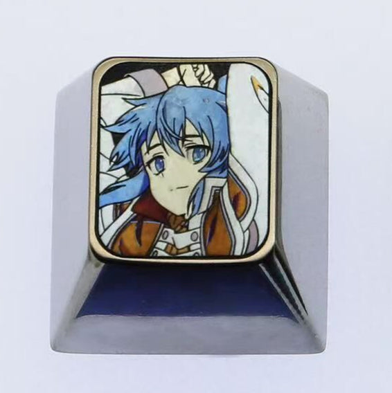 Mushoku Tensei, 1U titanium alloy personalized keycaps, metal personalized decorative keycaps, customized keycaps for anime characters