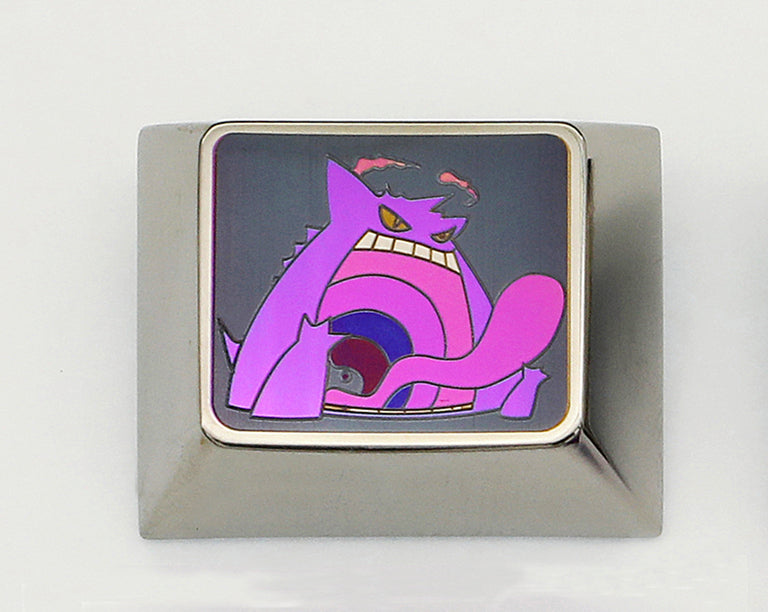 MegaGengar, Colored titanium alloy flat carving, relief style. 1.25U personalized keycap