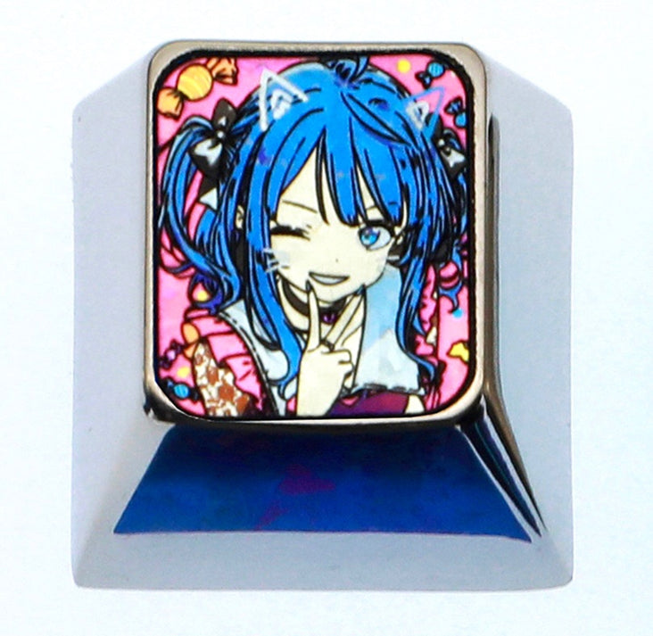 too many losing heroines! , 1U/1.25U titanium alloy personalized keycaps, metal carved anime peripheral products.