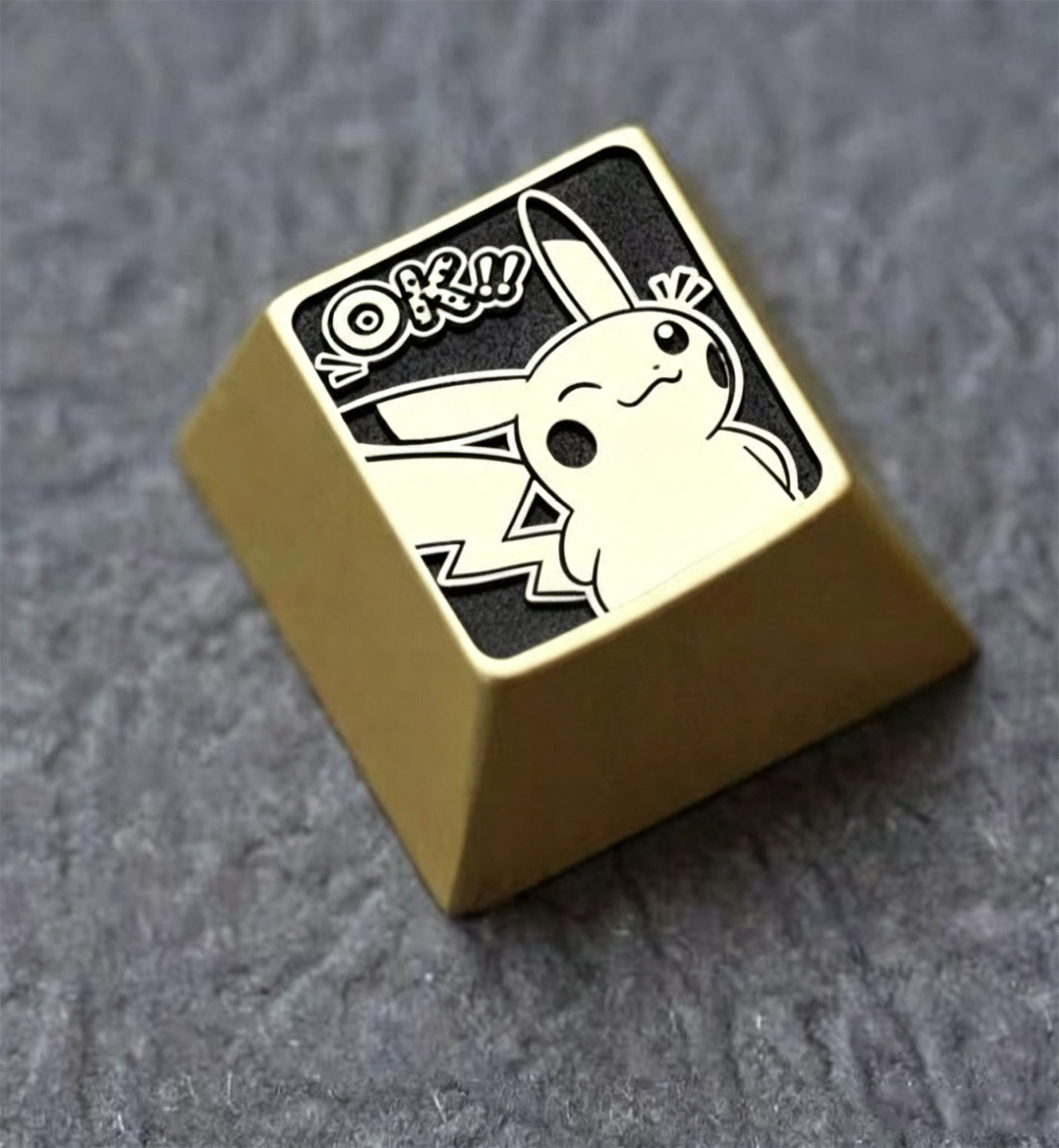 Pikachu Theme Design Metal 1 U, personalized keycaps, cultural and creative keycaps, mechanical keyboard decorative keycaps