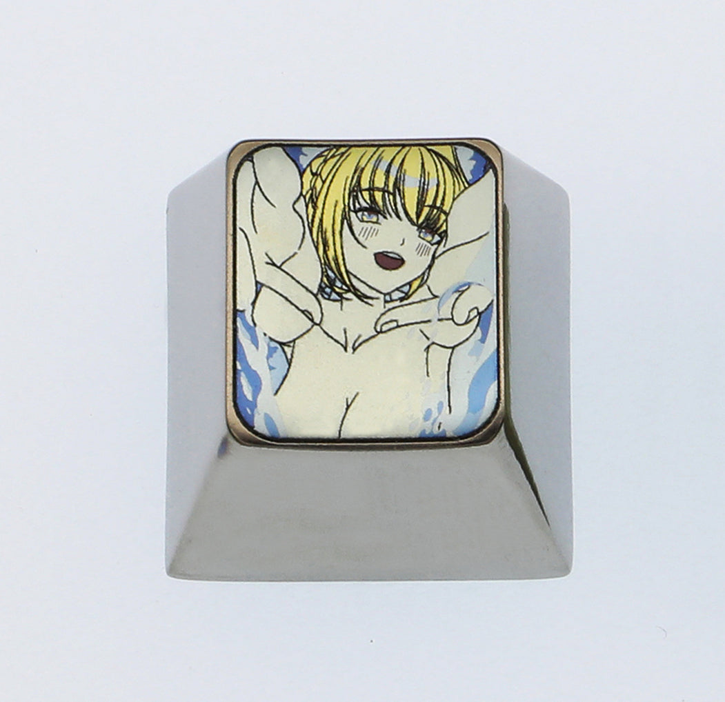 Fate, Nero playing in water, 1U titanium alloy carved personalized keycaps, mechanical keyboard decorative keycaps