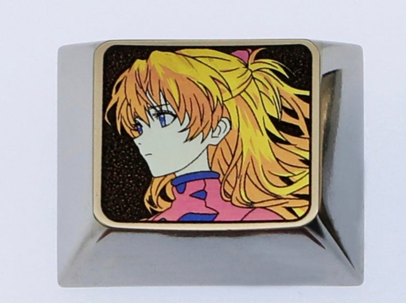 EVA,Asuka Langley Soryu,Ayanami Rei,1.25U, Colorful titanium alloy decorative keycaps, personalized keycaps.