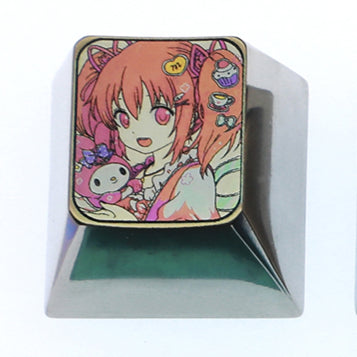 Puella Magi Madoka Magica, 6 unique 1U titanium alloy keycaps, metal carved keycaps around anime and game characters.
