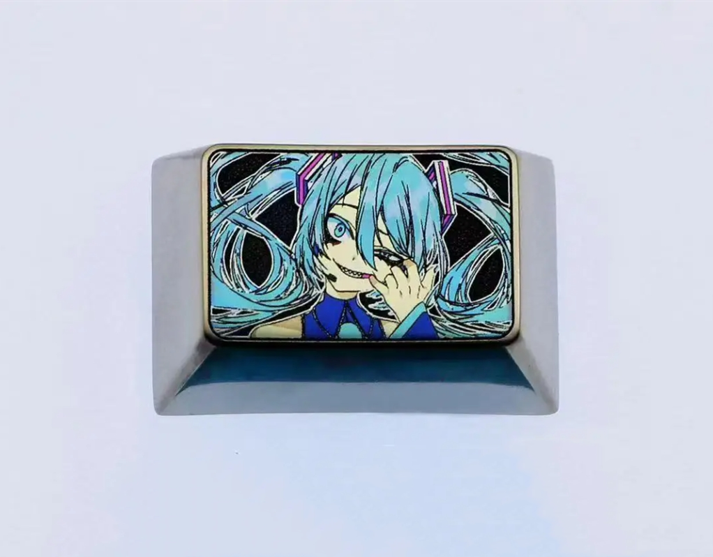 Hatsune Miku, 1.5U color titanium alloy carved key cap, personalized key cap