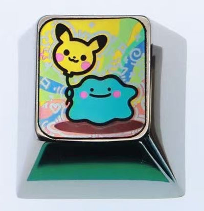 Pok é mon series, Ditto, Dreepy, Trubbish, 1U/1.25U/1.5U titanium alloy personalized keycaps, cute metal carving creative customized decorative keycaps for anime and games