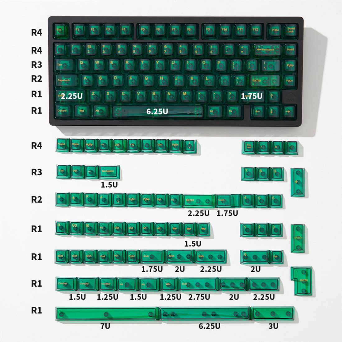 Key mechanical keyboard keycap PC material UV transfer printing original factory high color transparent set keycap