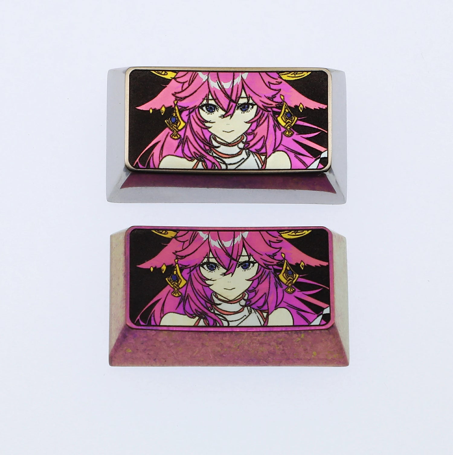 Yae Miko, 1.75U titanium alloy carved keycaps, metal personalized keycaps, decorative keycaps