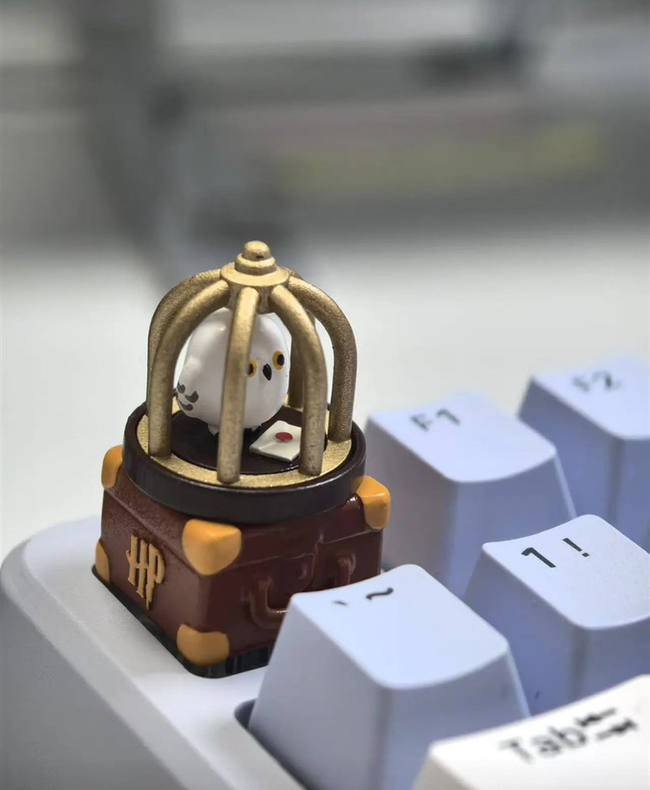 Harry Potter merchandise, Hedwig luggage, resin coated keycaps, mechanical keyboards, personalized decorative keycaps