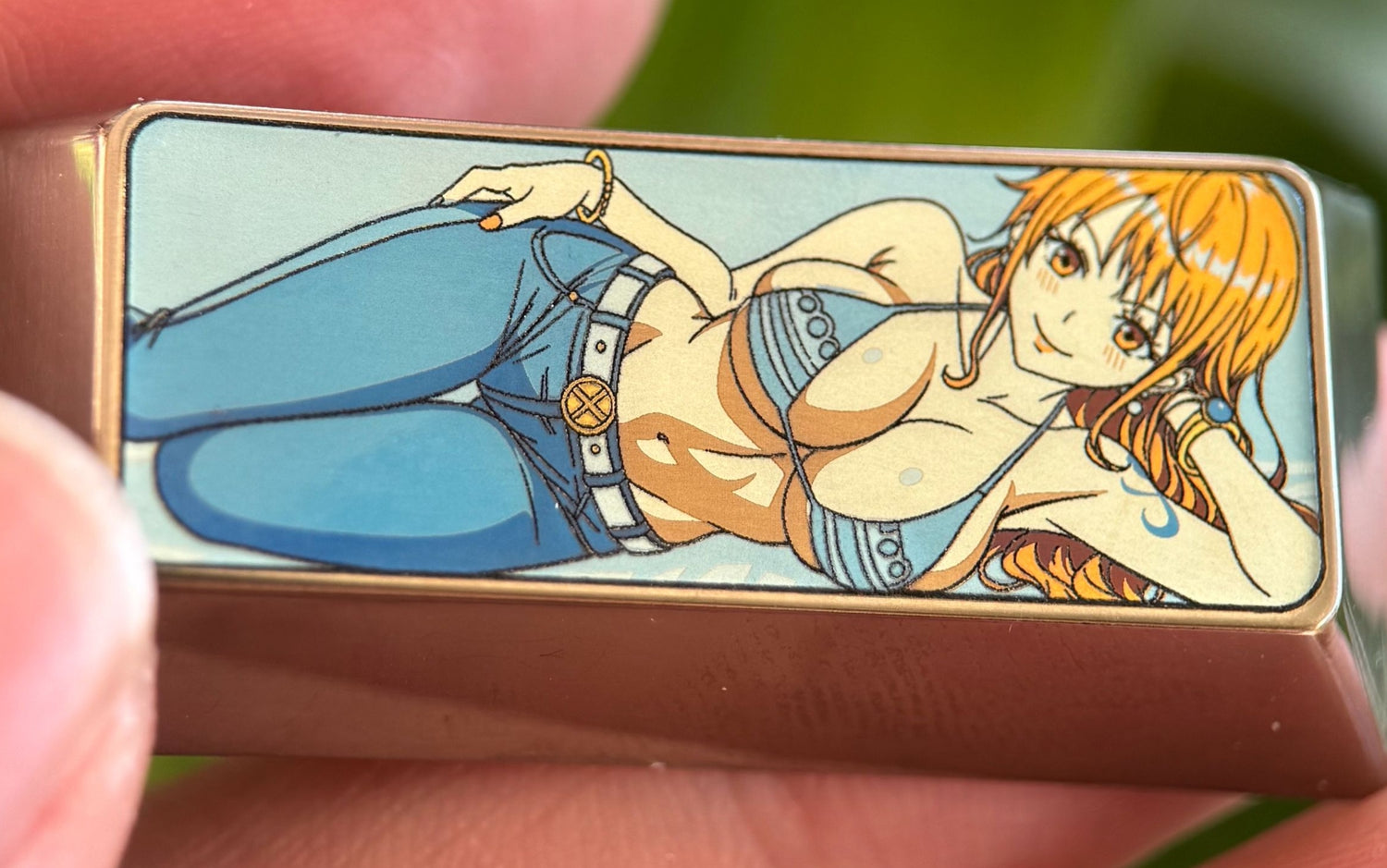 One Piece, Nami, Titanium 2.25U Personalized Keycaps, Metal Decorative Keycaps, Keyboard Custom Keycaps