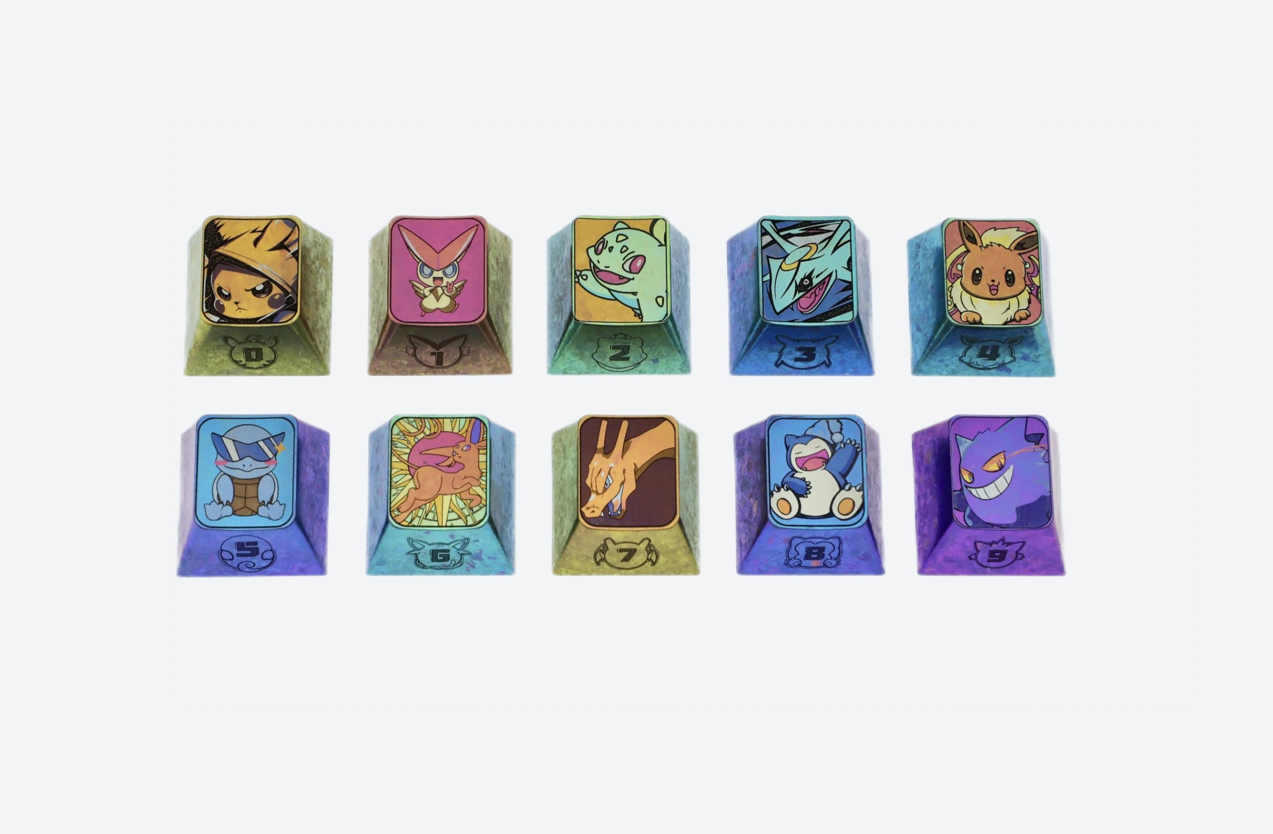 Pok é mon series titanium alloy carved 1U personalized keycaps, metal decorative keycaps, anime metal art keycaps