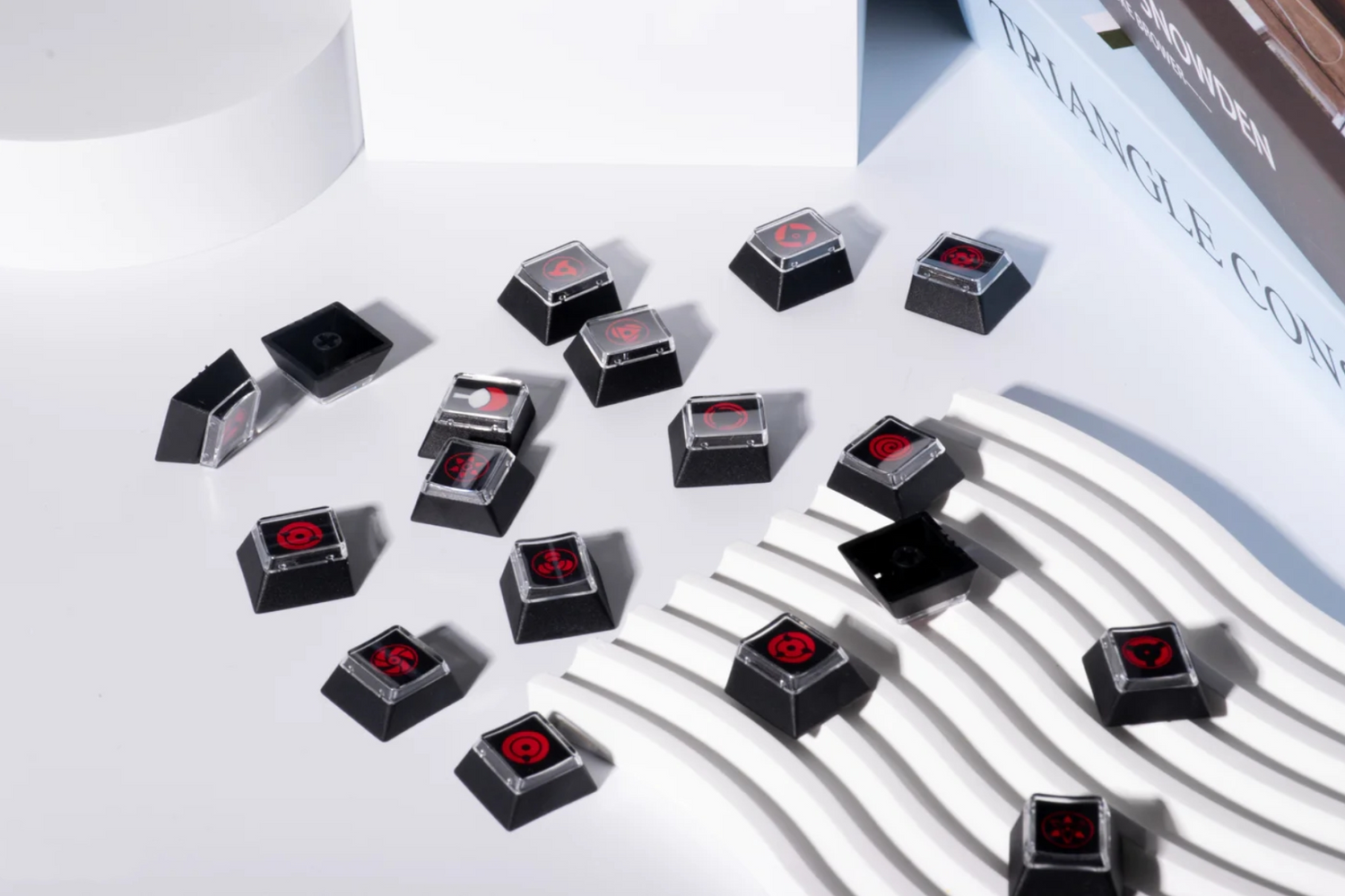 Naruto,Sharingan, 18 piece set of fully heat sublimated transparent caps, personalized keycap combination set