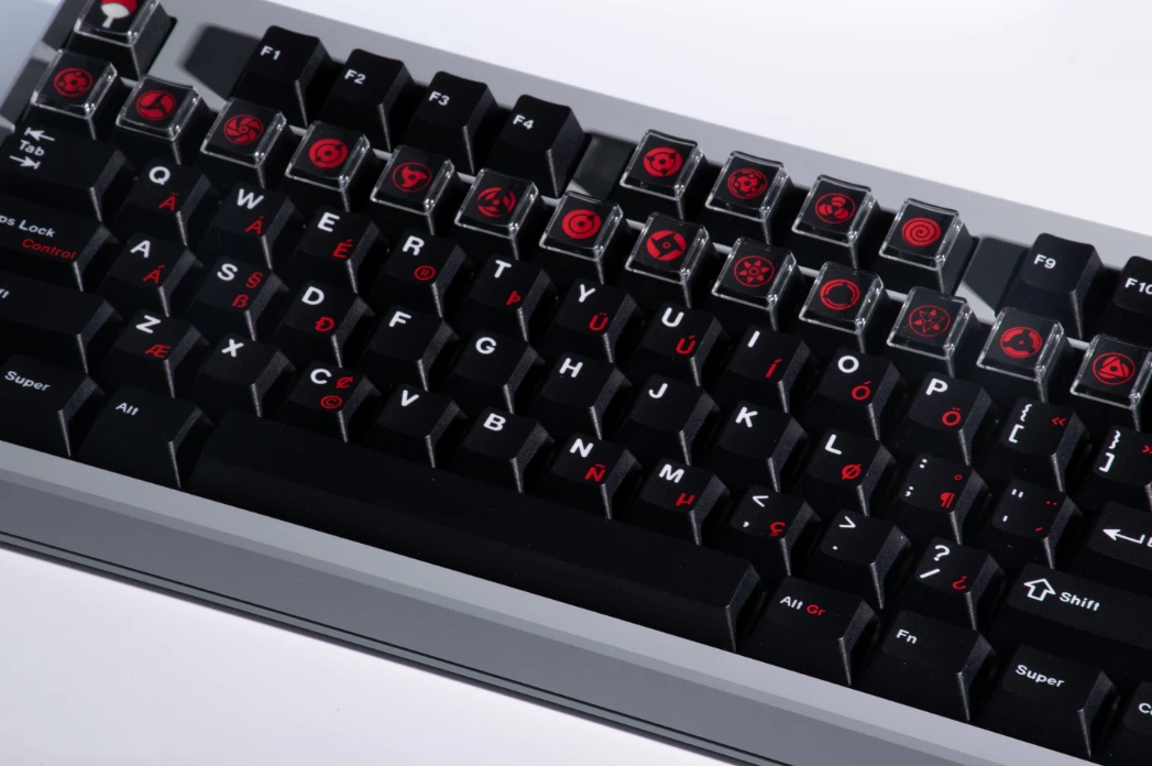 Naruto,Sharingan, 18 piece set of fully heat sublimated transparent caps, personalized keycap combination set