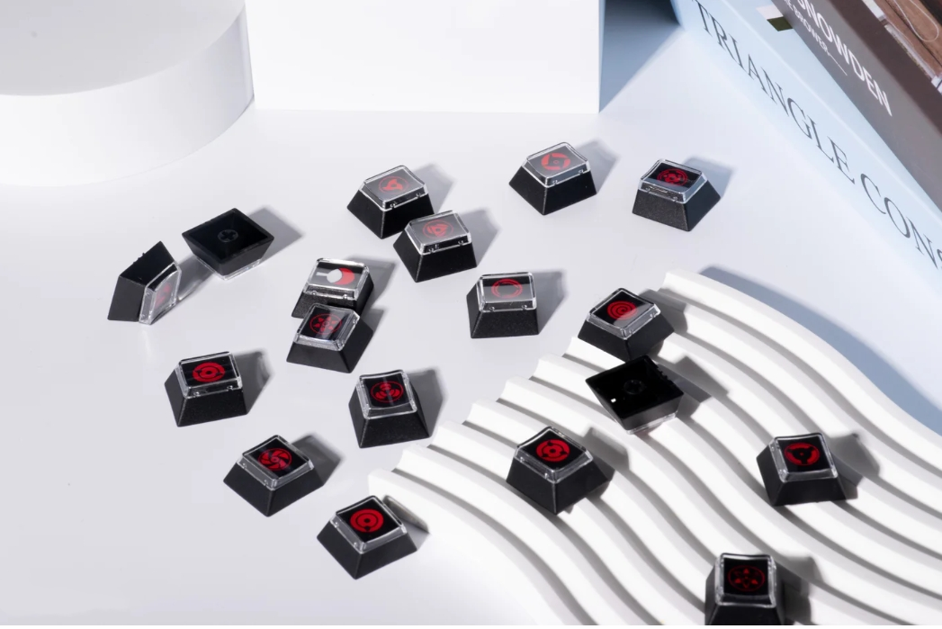 Naruto,Sharingan, 18 piece set of fully heat sublimated transparent caps, personalized keycap combination set