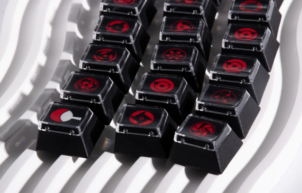 Naruto,Sharingan, 18 piece set of fully heat sublimated transparent caps, personalized keycap combination set