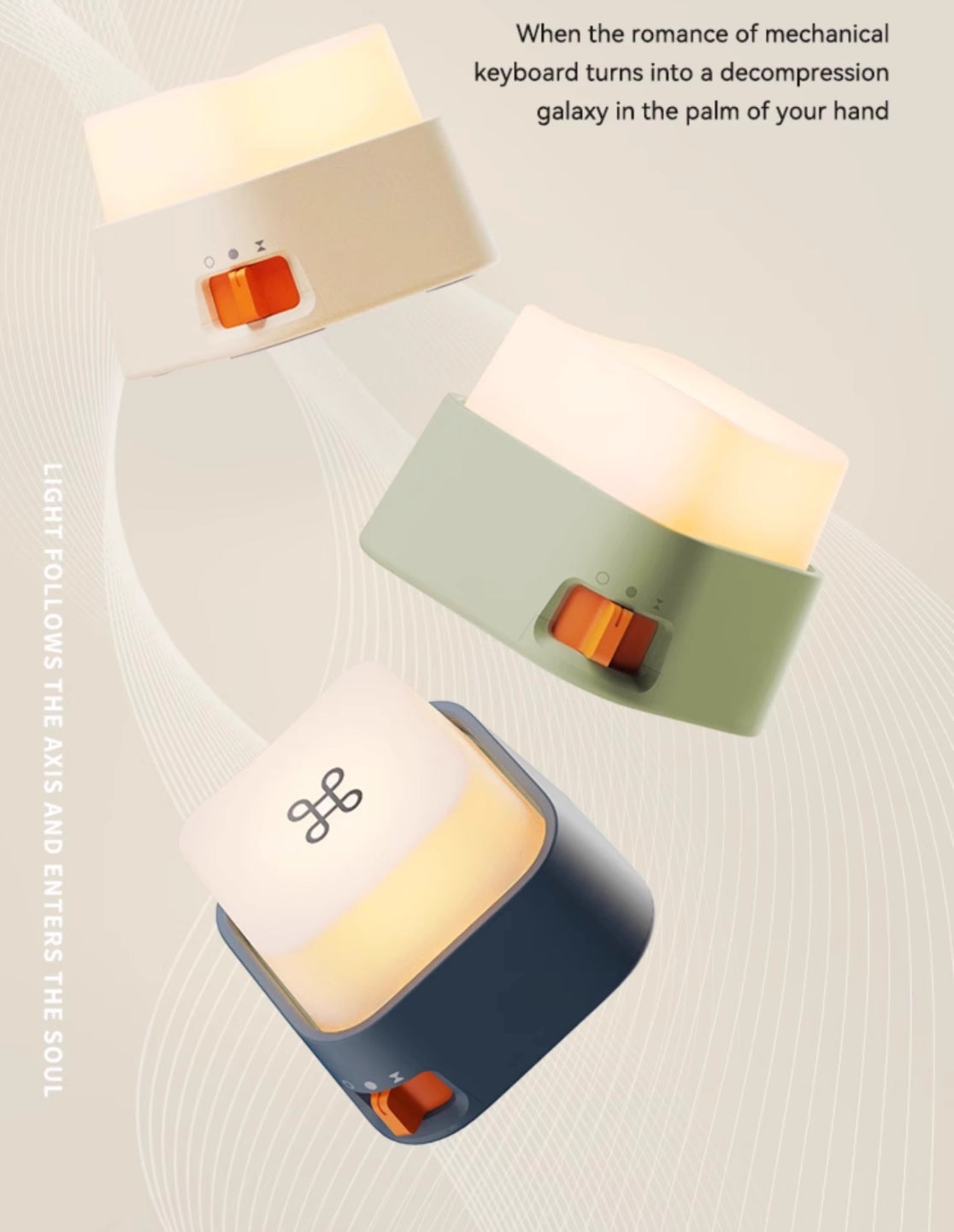 Mini keyboard key light decompression emotional office ornament desktop keycap design small night light charging creative toy