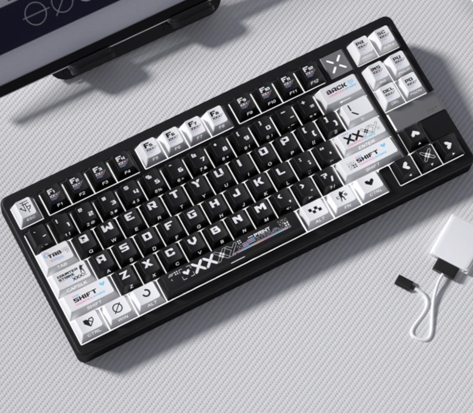 CSGO Printed Theme Collection, Black and White PC Transparent, PBT Set Keycaps, Heat Sublimation Personalized Set Keycaps.
