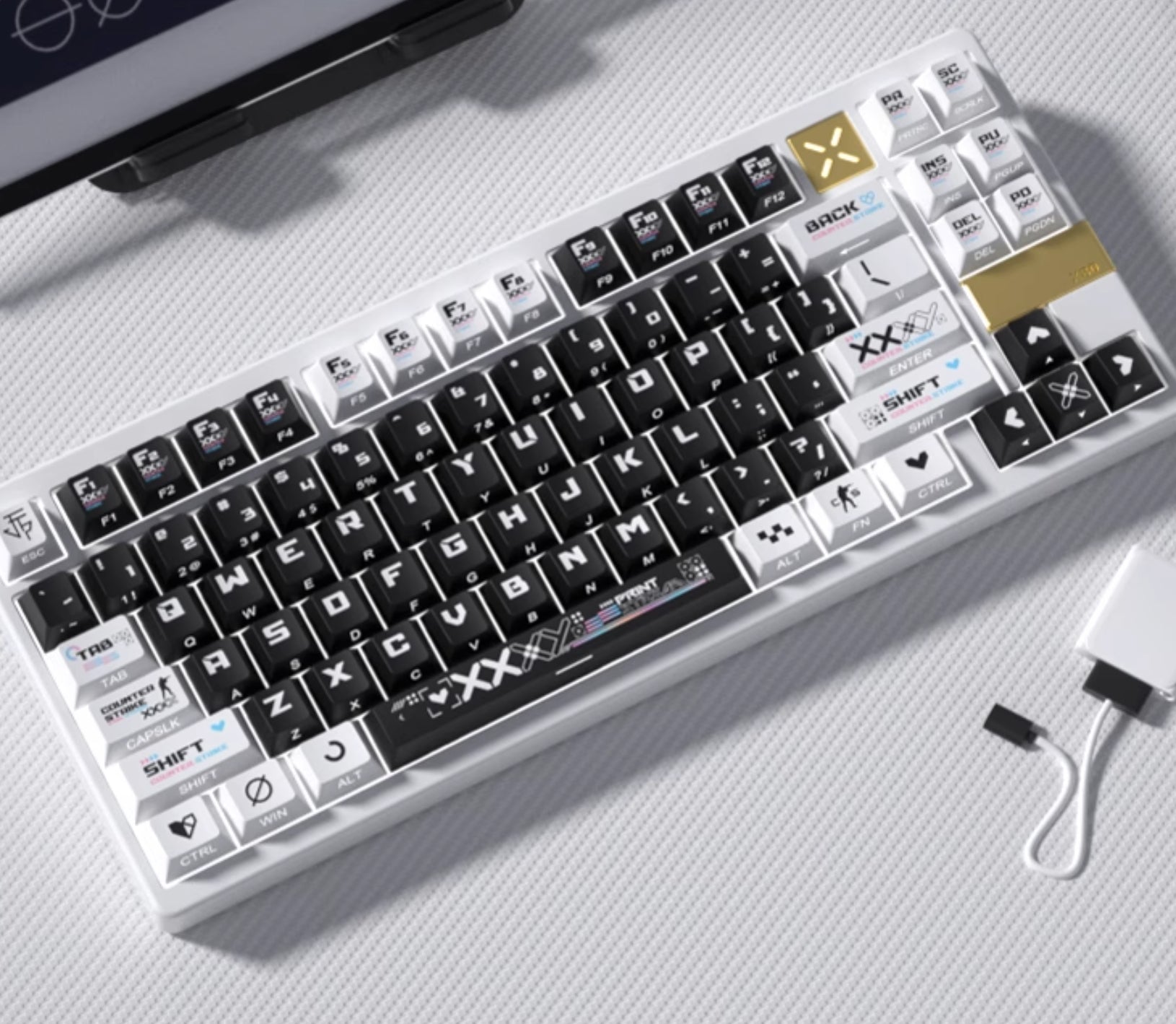 CSGO Printed Theme Collection, Black and White PC Transparent, PBT Set Keycaps, Heat Sublimation Personalized Set Keycaps.