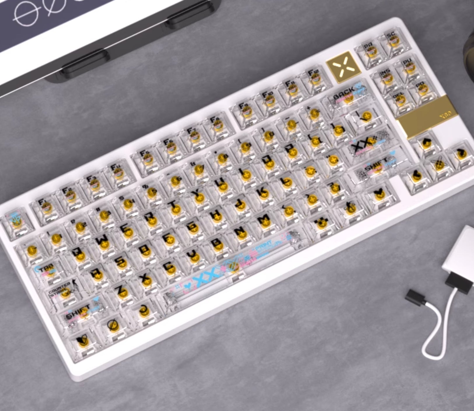 CSGO Printed Theme Collection, Black and White PC Transparent, PBT Set Keycaps, Heat Sublimation Personalized Set Keycaps.