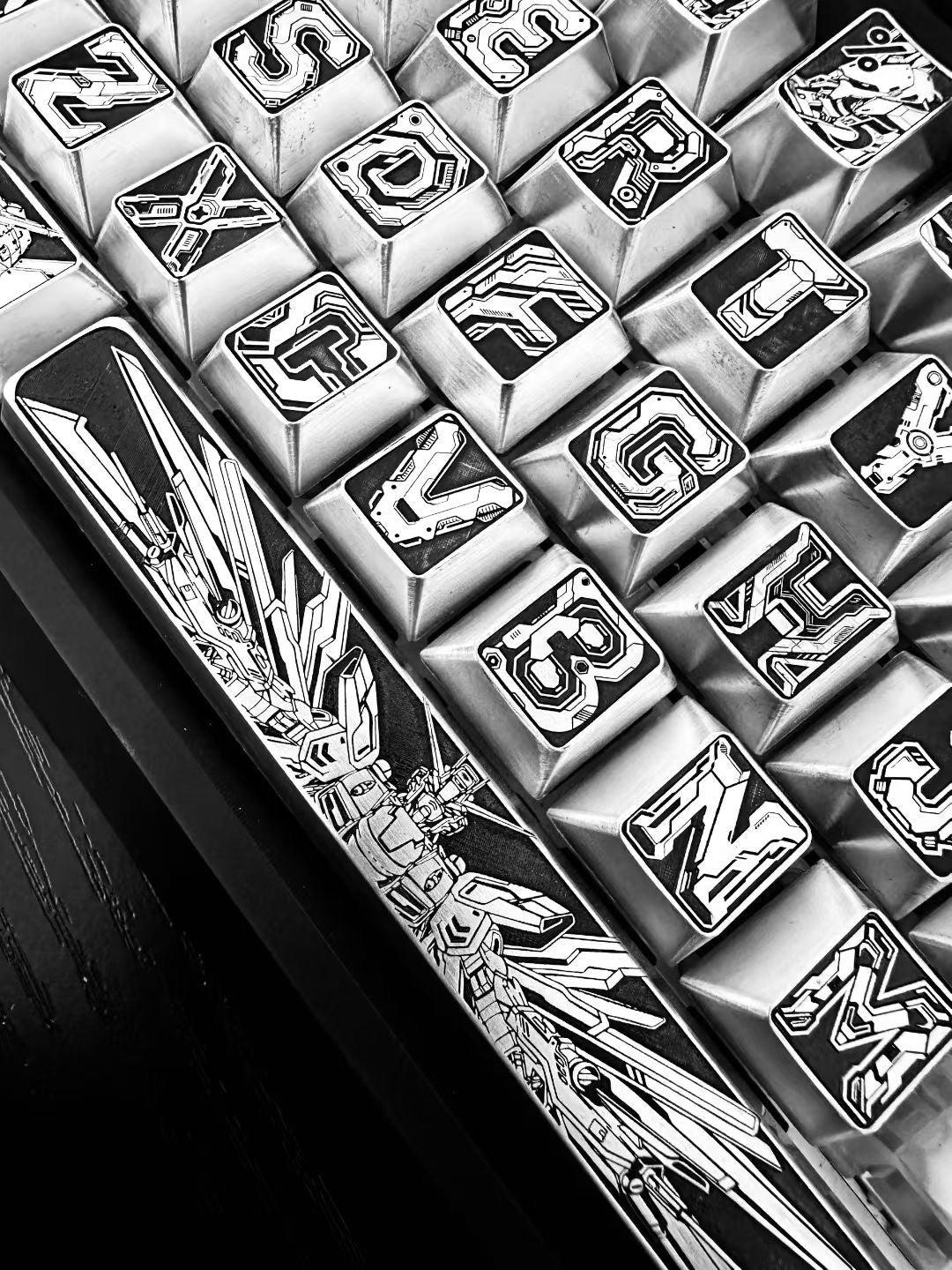Gundam themed metal personalized keycap set (default zinc alloy), anime, gaming, cultural and creative peripheral product themed decorative keycap set