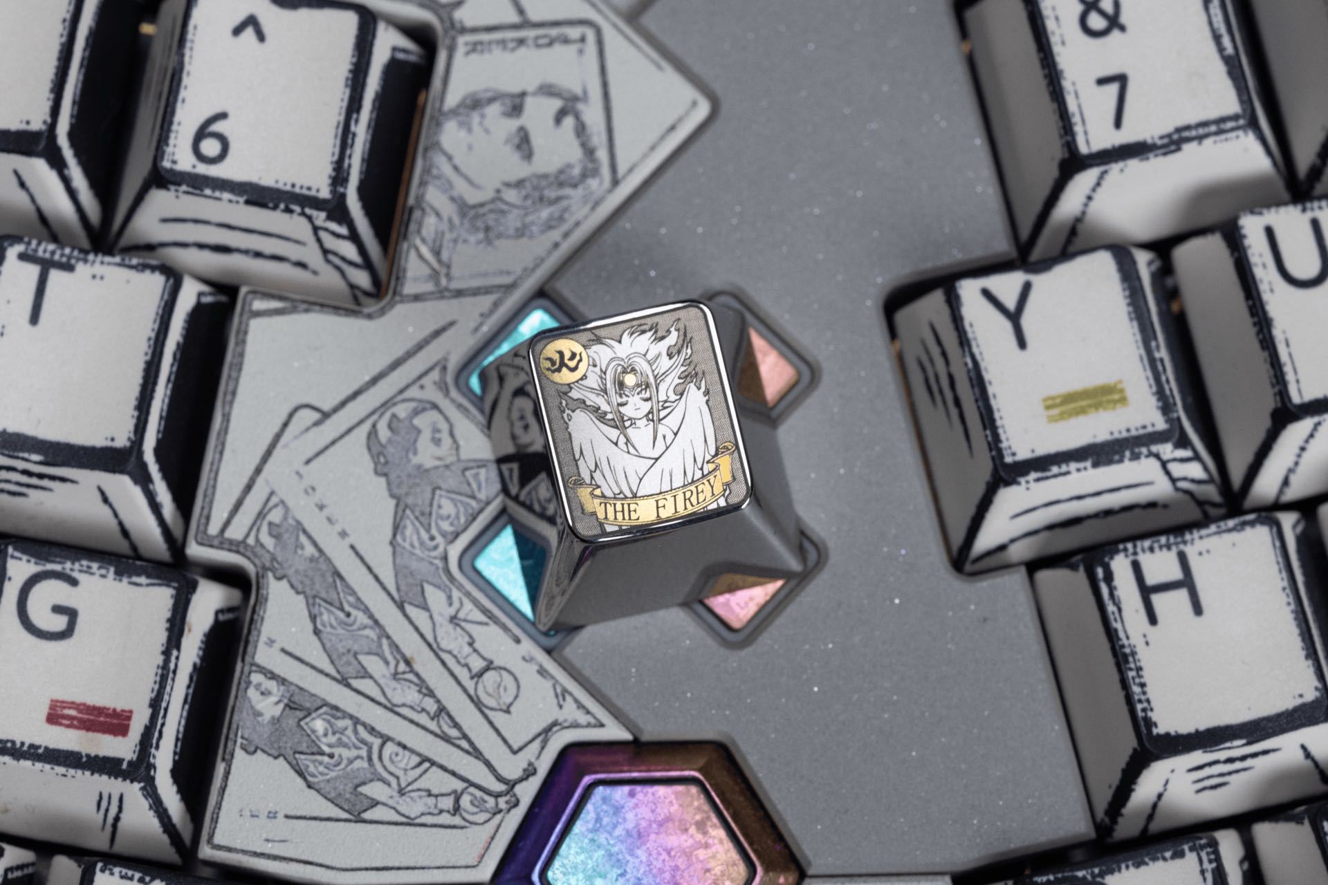 Cardcaptor Sakura, Clow Card series, 1U titanium alloy personalized keycaps, anime and game card culture creative metal carving decorative keycaps