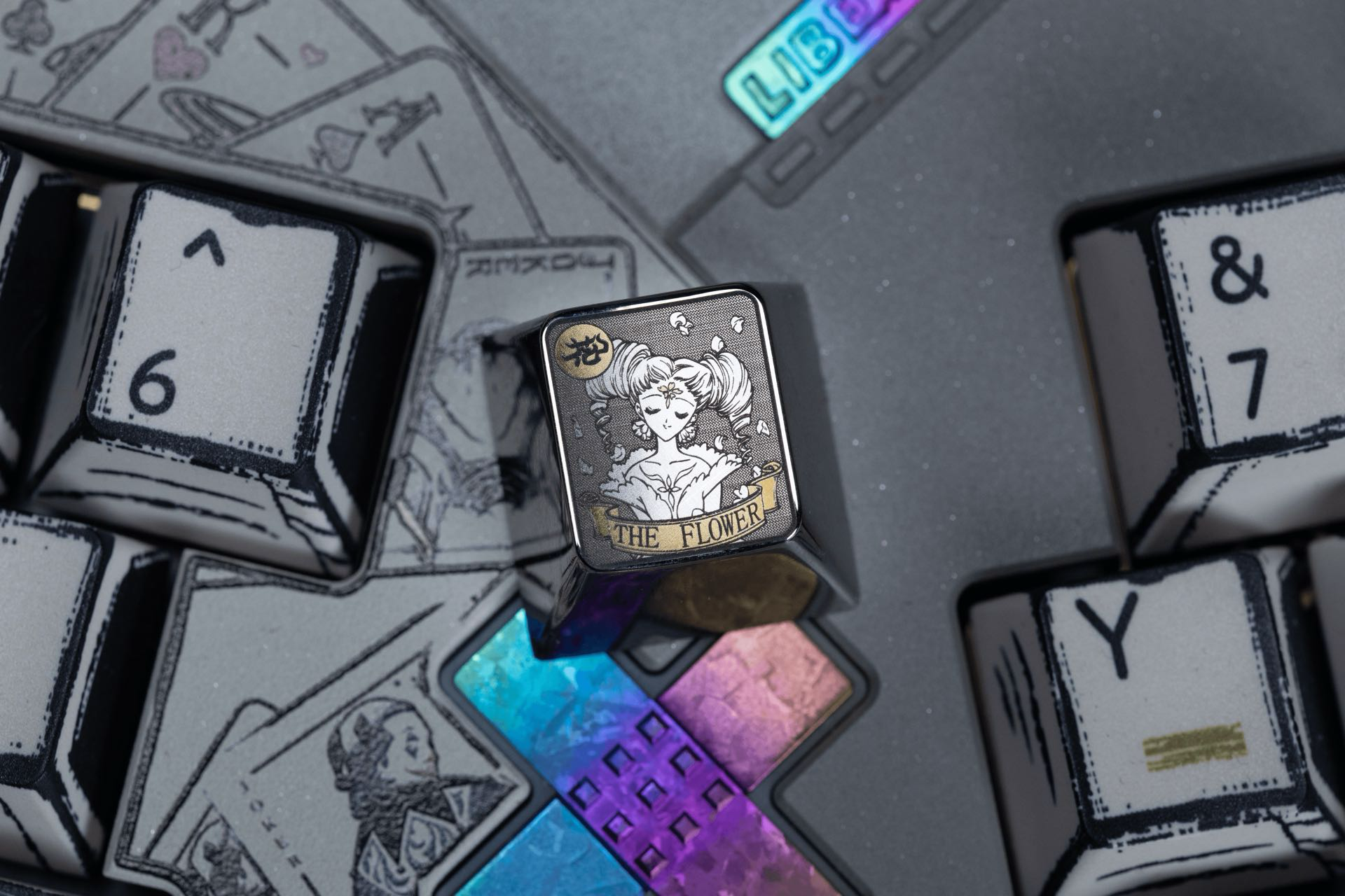 Cardcaptor Sakura, Clow Card series, 1U titanium alloy personalized keycaps, anime and game card culture creative metal carving decorative keycaps