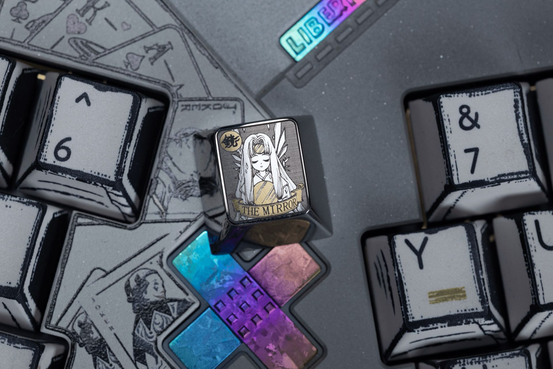 Cardcaptor Sakura, Clow Card series, 1U titanium alloy personalized keycaps, anime and game card culture creative metal carving decorative keycaps