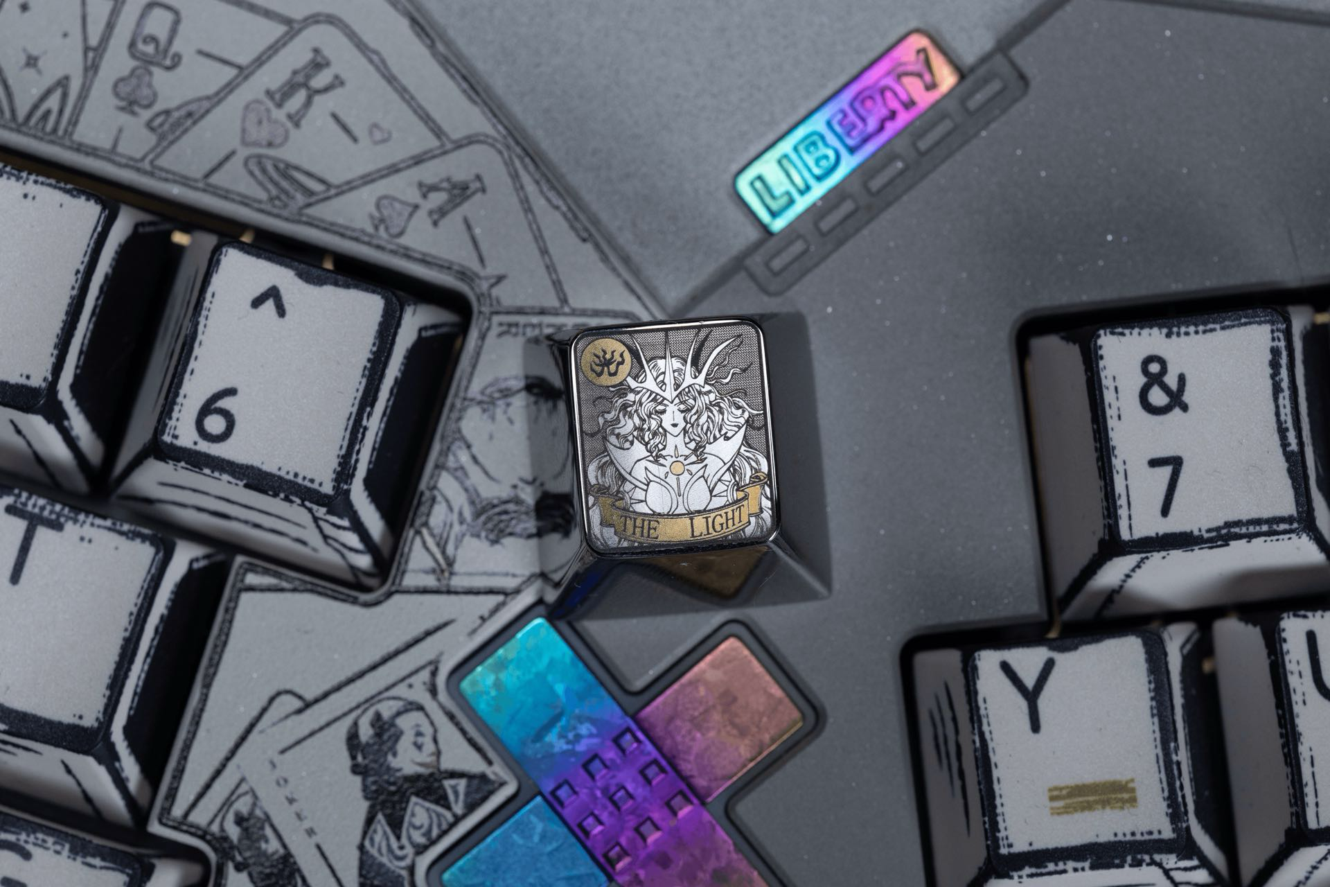 Cardcaptor Sakura, Clow Card series, 1U titanium alloy personalized keycaps, anime and game card culture creative metal carving decorative keycaps