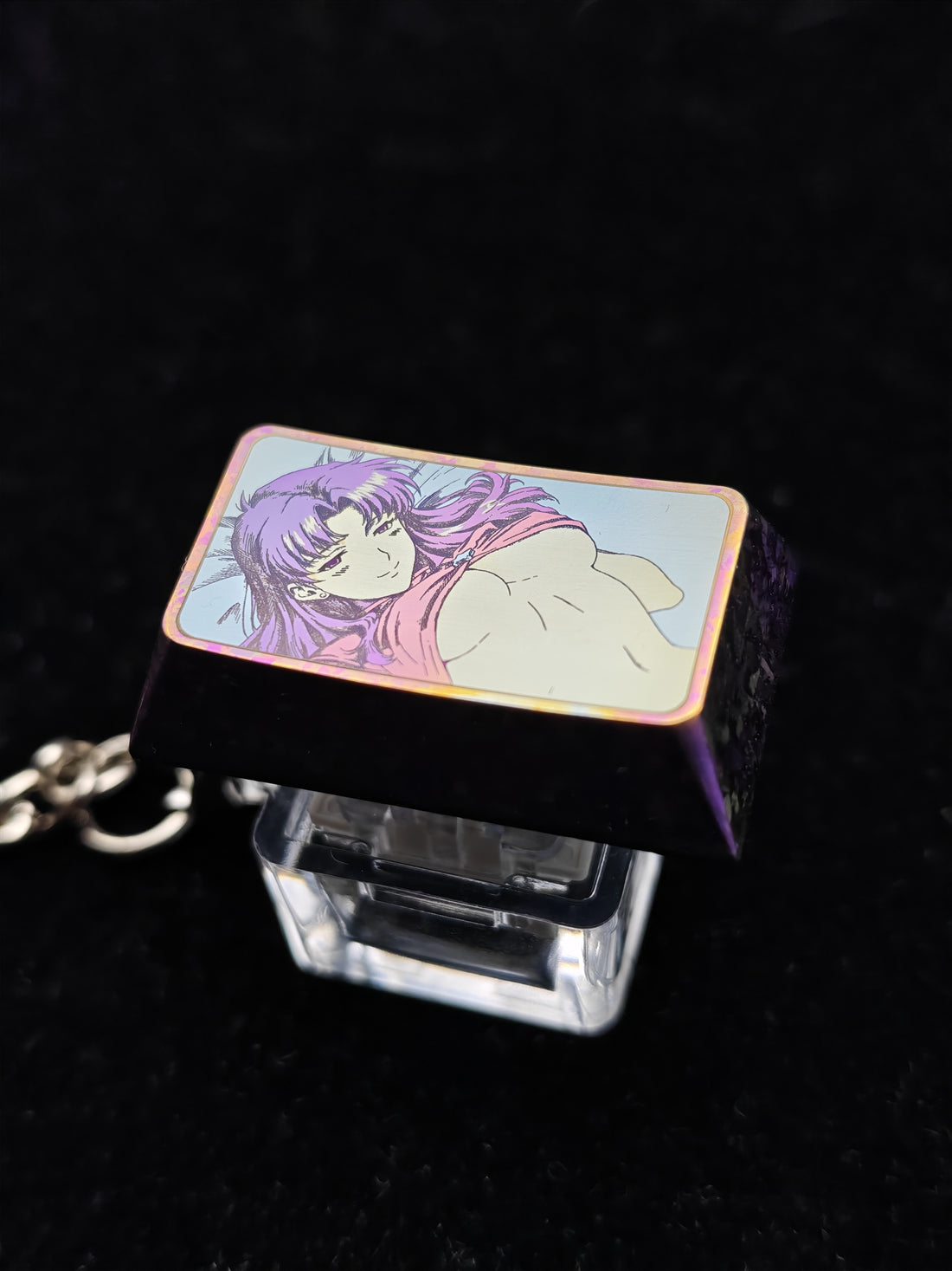 EVA, Katsuragi Misato themed 1.75U titanium alloy personalized keycaps, mechanical keyboard decorative keycaps, anime and game cultural creative keycaps
