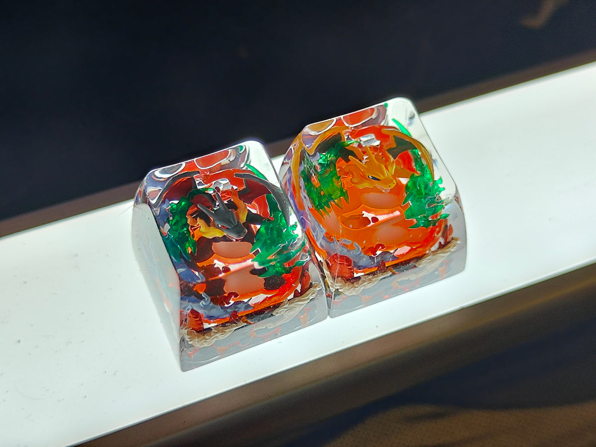Pok é mon, Charizard,Crystal drops of glue,1U artisankeycaps, Cute keycaps around anime and games