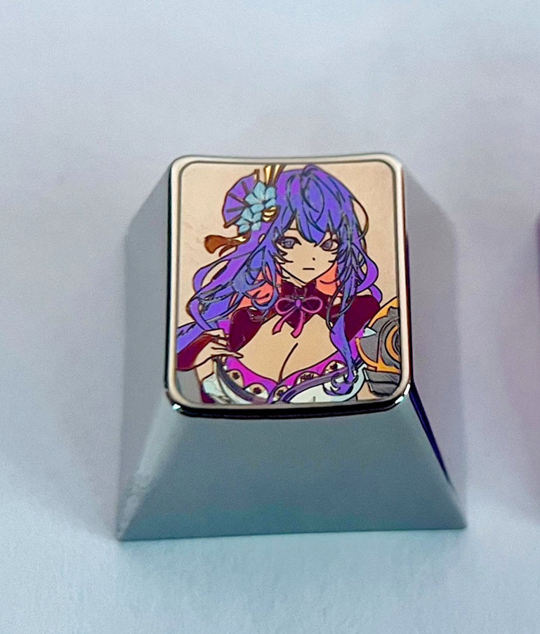 Genshin Impact, 1U titanium alloy carved keycaps, mechanical keyboard metal decorative keycaps