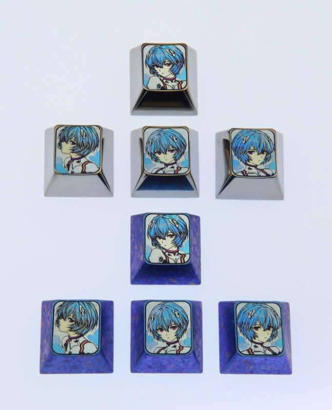 EVA,AyanamiRei, Titanium alloy directional key combination set, metal personalized keycaps for anime and game characters