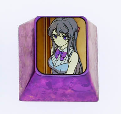Sakurajima Mai, 1U titanium alloy personalized keycaps, metal decorative keycaps, anime keycaps
