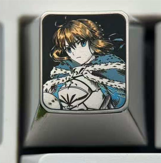 Fate/stay night, Altria Pendragon, Tohsaka Rin, 1U titanium alloy personalized keycaps, metal keycaps for anime, gaming, cultural and creative peripherals