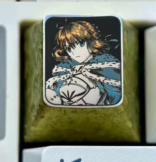 Fate/stay night, Altria Pendragon, Tohsaka Rin, 1U titanium alloy personalized keycaps, metal keycaps for anime, gaming, cultural and creative peripherals