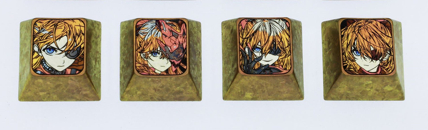 EVA,  Asuka eye mask, 1U titanium alloy personalized keycap, Directional key set,metal carved anime character decoration keycap