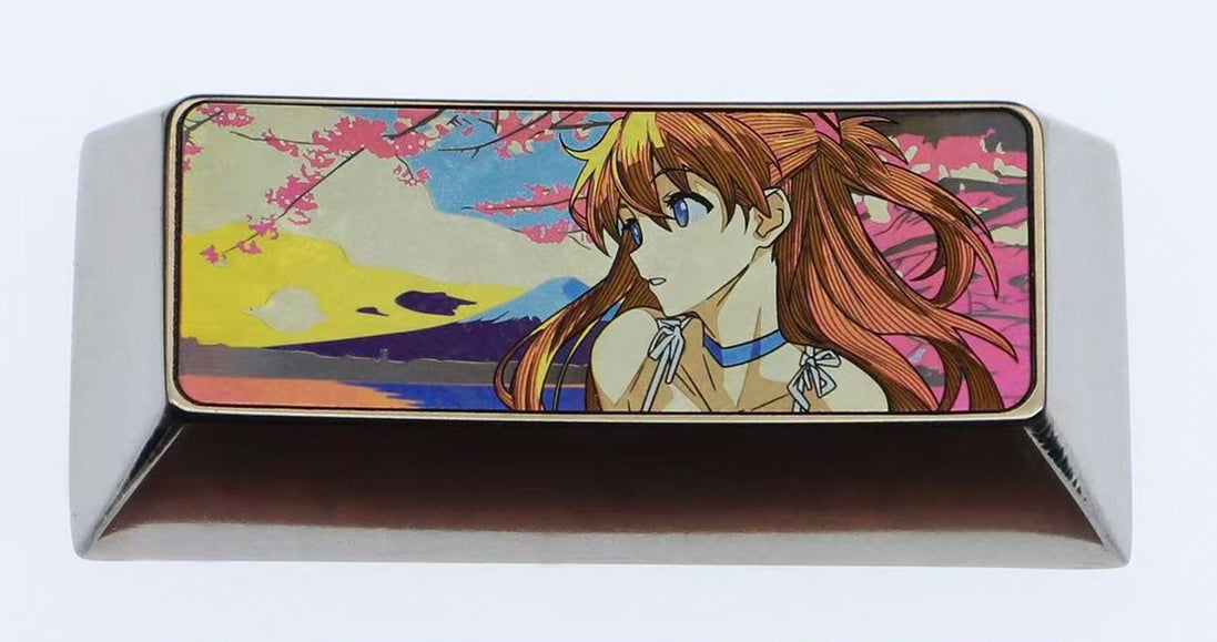 EVA, Asuka, 2.25U precision titanium alloy personalized keycaps, anime and game metal carving creative custom keycaps