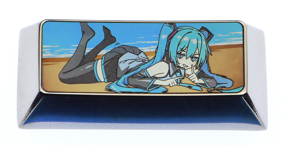Hatsune Miku, 2.25U titanium alloy personalized keycap, animation game music virtual character metal engraving keyboard decorative keycap, art keycap