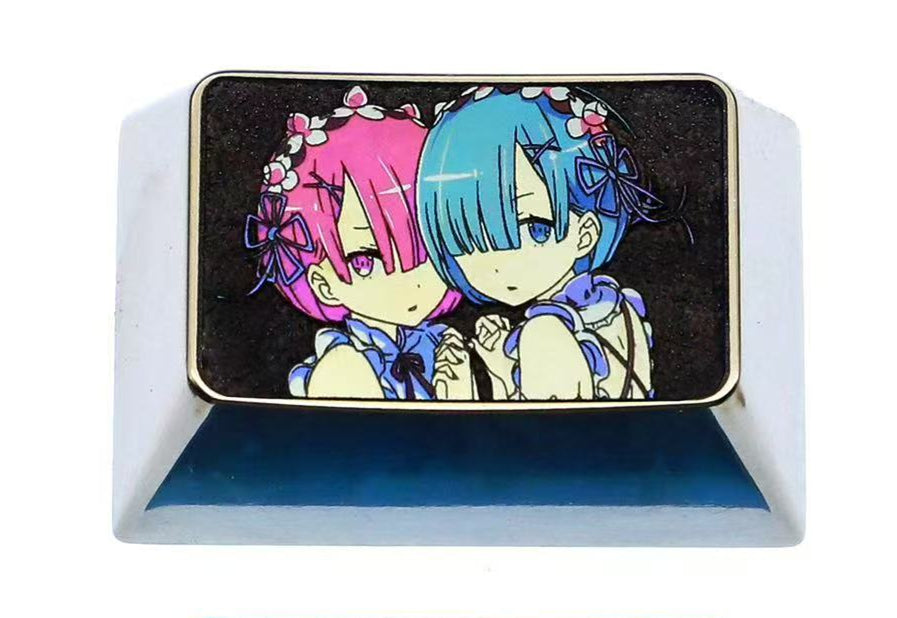 Re Life in a different world from zero, 1.5U titanium alloy personalized keycaps, metal carving art keycaps around anime and game characters