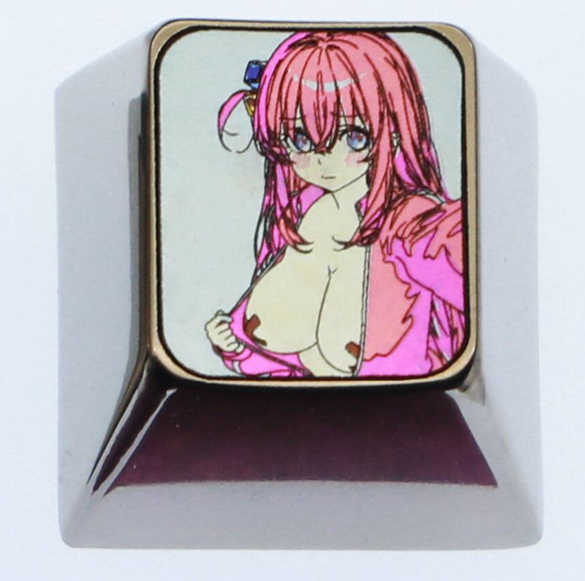 BOCCHI THE ROCK! , Gotoh Hitori 1U titanium alloy personalized keycaps, customized keycaps for anime, gaming, cultural and creative decoration