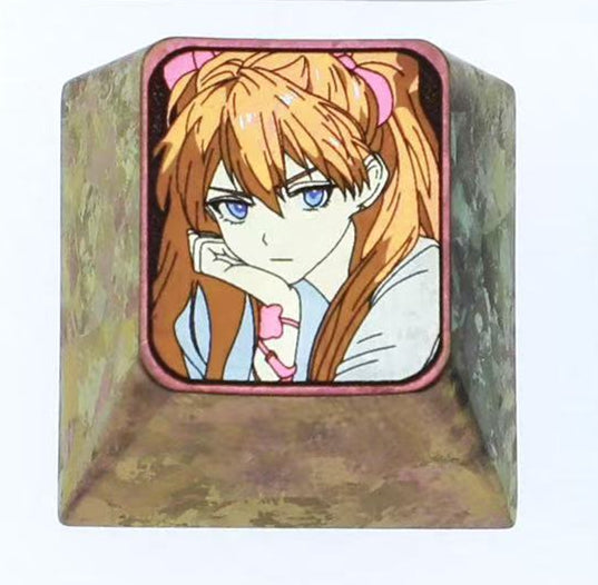 EVA series, Asuka, Ayanami Rei, 1U titanium alloy personalized keycaps, anime culture creative mechanical keyboard art decorative keycaps