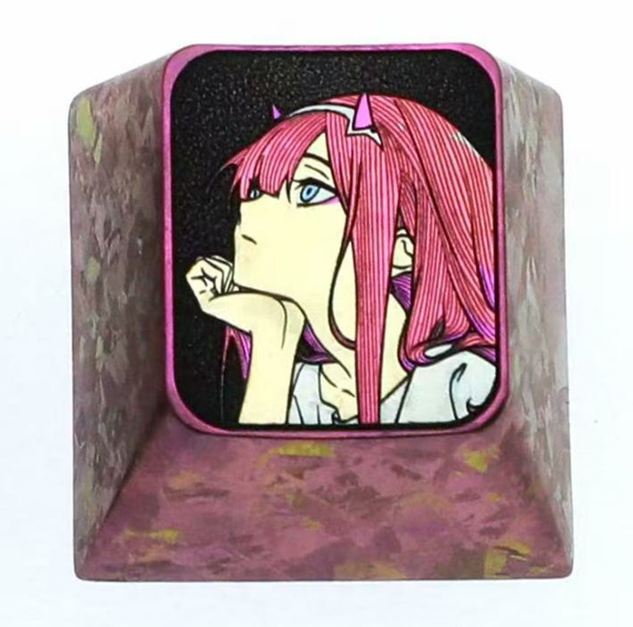 DARLING in the FRANXX, 02, 1U titanium alloy precision carving, anime, gaming, cultural and creative personalized keycaps.