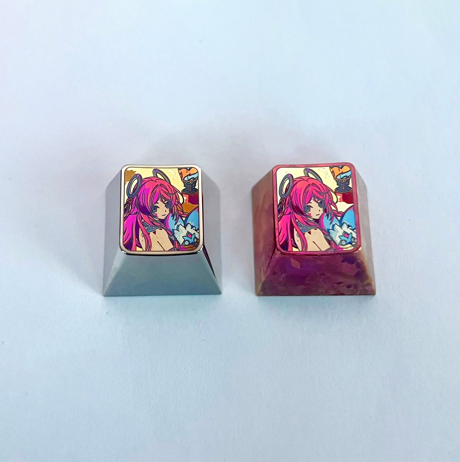 Genshin Impact, 1U titanium alloy carved keycaps, mechanical keyboard metal decorative keycaps