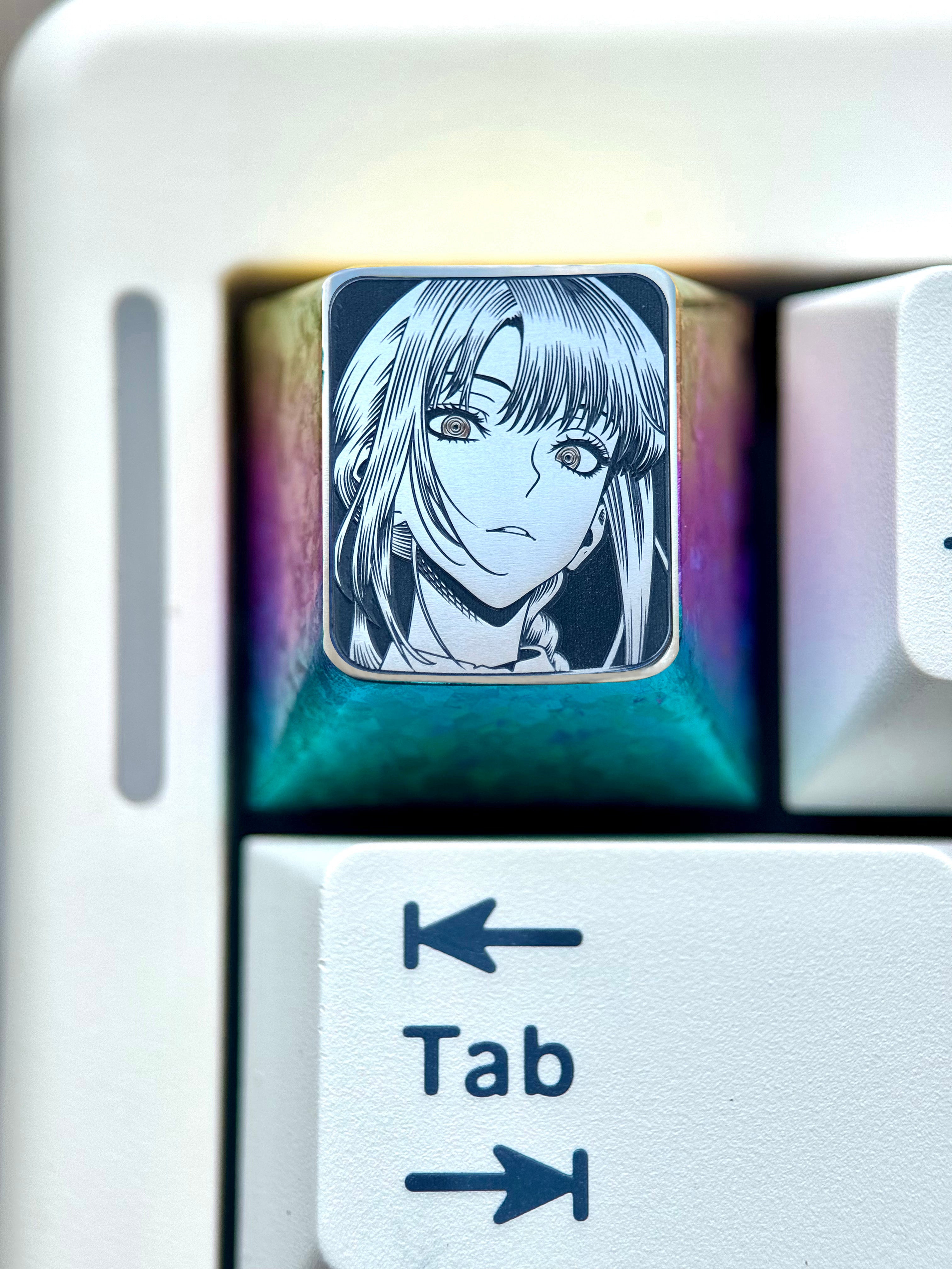 Chainsaw Man, Makima, 1U titanium alloy metal personalized keycaps, anime and game character carving art creative keycaps