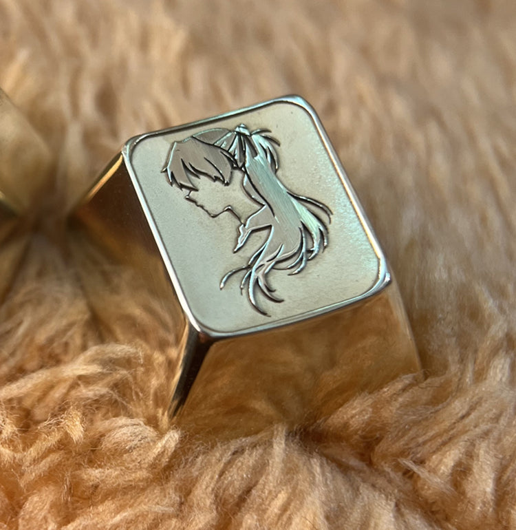 EVA,Asuka ,Ayanami Rei, Brass character side carving, personalized keycaps, decorative keycaps.