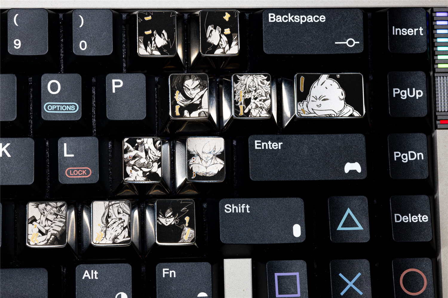 Dragon Ball series, titanium alloy personalized keycap set divided by region, metal customized decorative keycaps for anime and gaming peripherals.